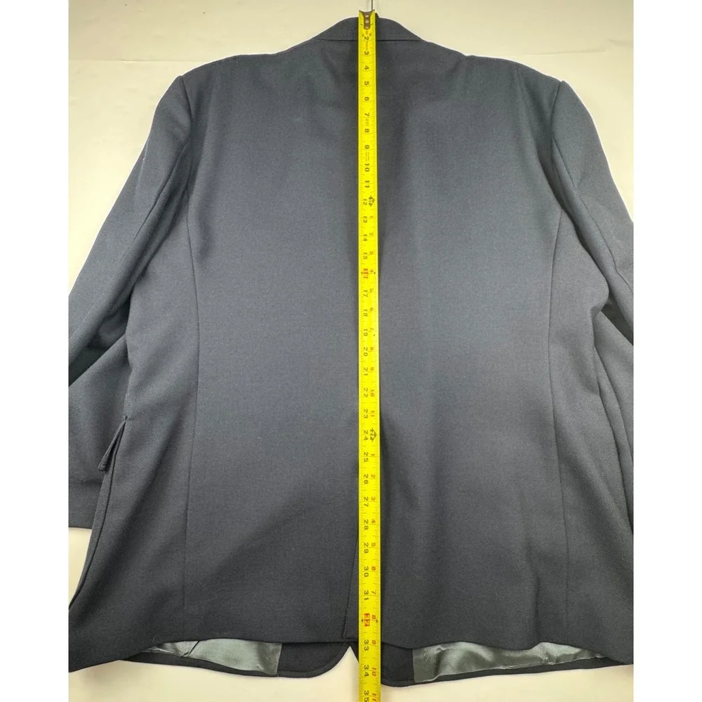 Stafford Mens Blazer 50R Wool Blend Navy Blue Gold Button Classic Professional